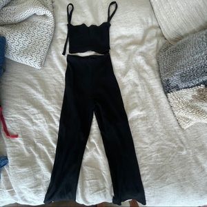 Reformation Black crop top and pants set 2-Piece XS